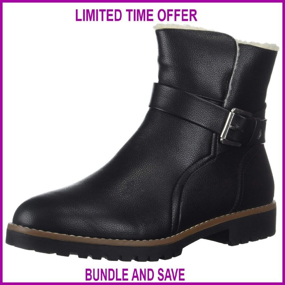 Faux Fur Lined Mid Calf Winter Boots Snow Riding Shoes Women's Size